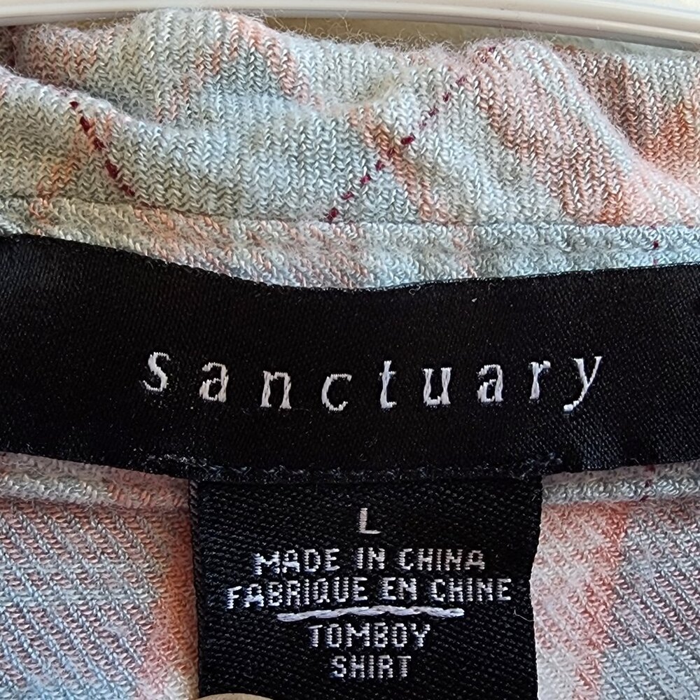 Sanctuary Blue/Pink Plaid Button Down Flannel Shirt Size Large - Picture 7 of 13